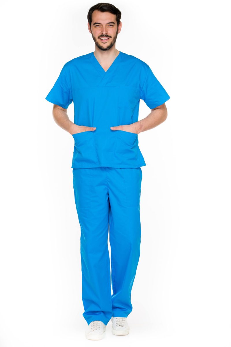 Costum unisex albastru spital